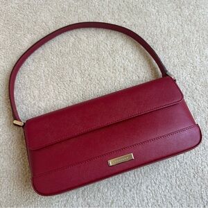 Burberry red baguette shoulder bag